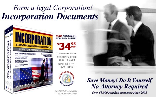 Standard Legal Incorporation Legal Forms Software