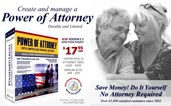 Standard Legal Power of Attorney Legal Forms Software