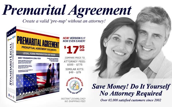 Standard Legal Premarital Agreements Legal Forms Software