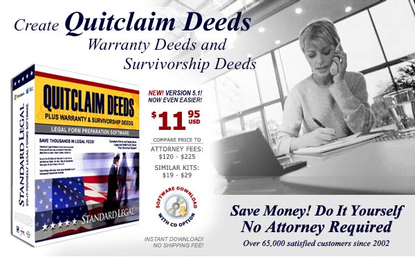 Standard Legal Quitclaim Deeds Legal Forms Software