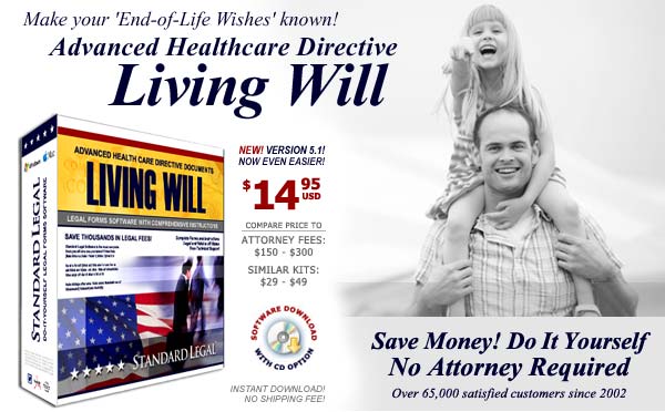 Standard Legal Living Will Legal Forms Software