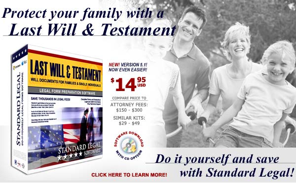 Standard Legal's Last Will and Testament legal forms software