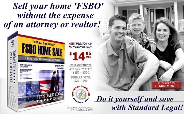 Sell your home "For Sale by Owner" (FSBO) with Standard Legal