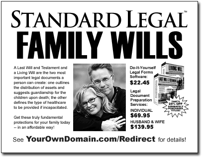 Standard Legal Family Wills Postcard