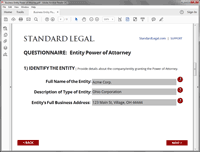 Business Entity Power of Attorney software question 1